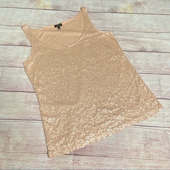 Talbots Sequin Tank Top Women’s Medium Light Peach Lined Scoop Neck Dress Casual - Picture 8 of 10